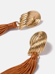 Mint Velvet Orange Ridged Wing Tassel Earrings - Image 4 of 4