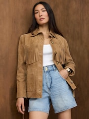 Mint Velvet Suede Fringe Shacket - Slika 1 od 8