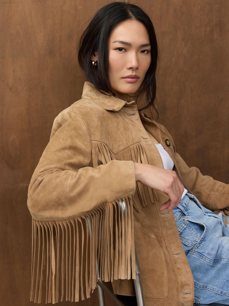 Mint Velvet Suede Fringe Shacket - Slika 2 od 8