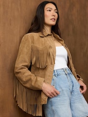 Mint Velvet Suede Fringe Shacket - Slika 3 od 8