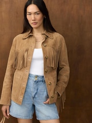 Mint Velvet Suede Fringe Shacket - Slika 4 od 8