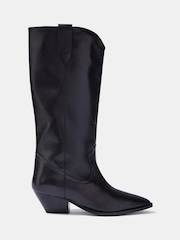 Mint Velvet Black Dakota Leather Knee High Boots - Image 1 of 2