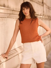 Mint Velvet Orange Cotton Blend Knit Top - Image 1 of 8