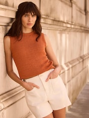 Mint Velvet Orange Cotton Blend Knit Top - Image 4 of 8