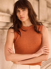 Mint Velvet Orange Cotton Blend Knit Top - Image 5 of 8