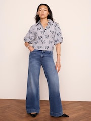 Mint Velvet Blue Cotton Blend Striped Bow Shirt - Image 4 of 8