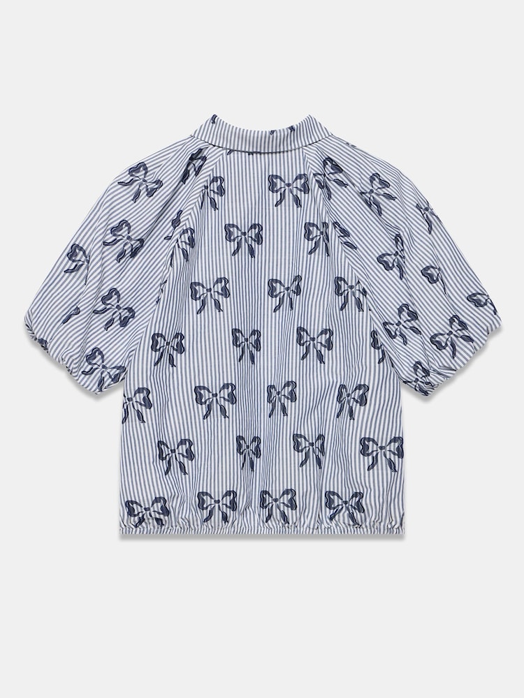 Mint Velvet Blue Cotton Blend Striped Bow Shirt - Image 8 of 8 Mint Velvet Blue Cotton Blend Striped Bow Shirt - Image 8 of 8