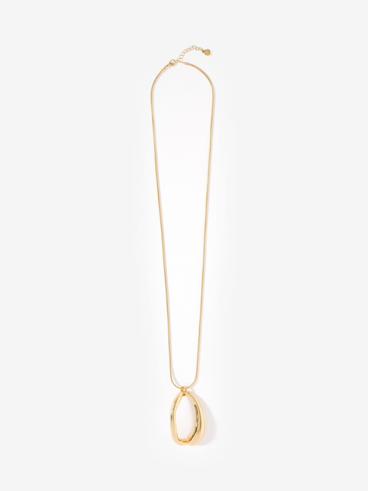 Mint Velvet Gold Tone Sculpted Long Pendant - Image 1 of 4 Mint Velvet Gold Tone Sculpted Long Pendant - Image 1 of 4