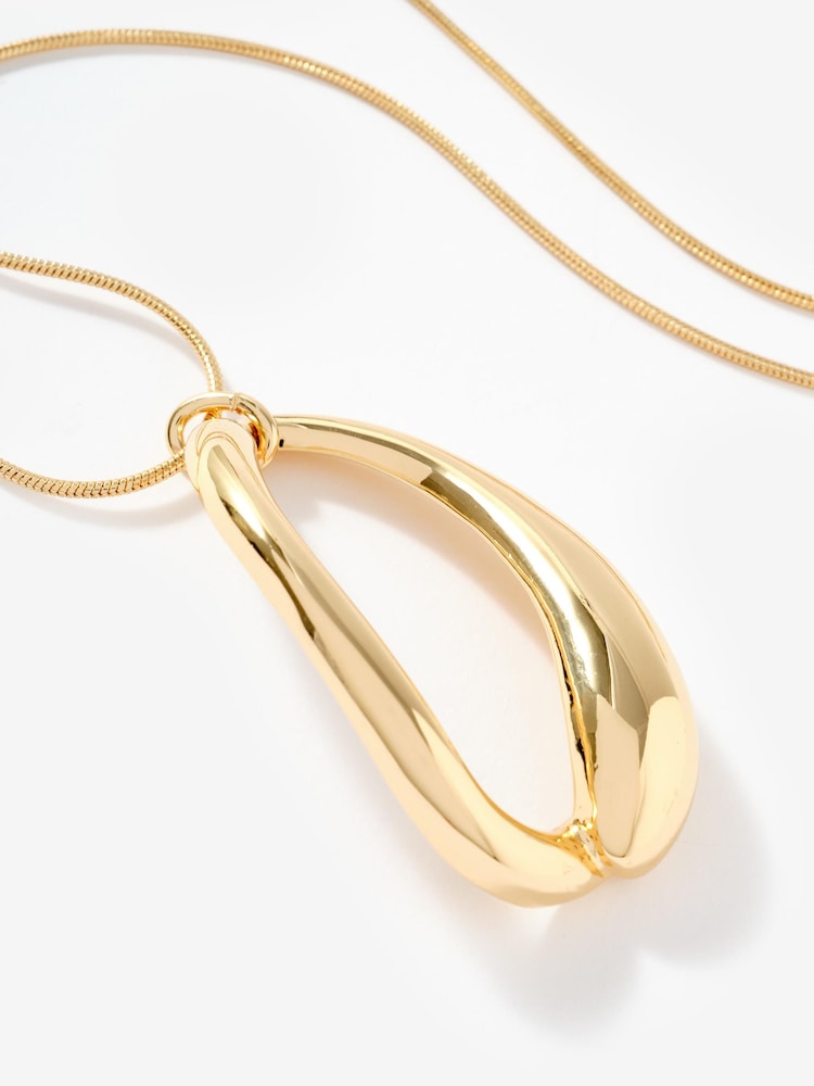 Mint Velvet Gold Tone Sculpted Long Pendant - Image 4 of 4 Mint Velvet Gold Tone Sculpted Long Pendant - Image 4 of 4