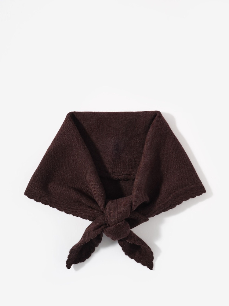Mint Velvet Brown Scallop Edge Knit Scarf - Image 1 of 3
