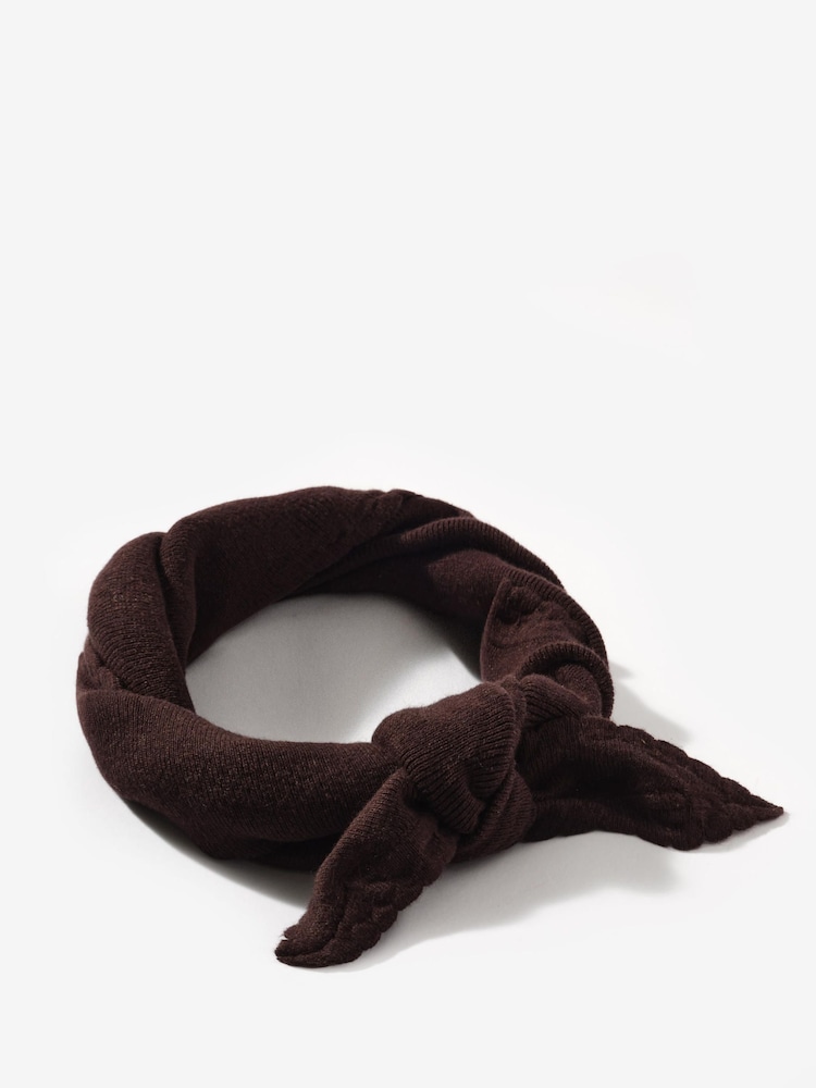 Mint Velvet Brown Scallop Edge Knit Scarf - Image 2 of 3
