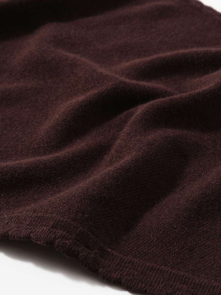 Mint Velvet Brown Scallop Edge Knit Scarf - Image 3 of 3