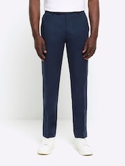 Синий - River Island зауженные брюки чинос с шлевками на поясе - Image 1 of 6