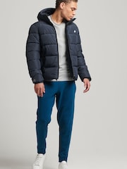 Superdry Blue Hooded Mens Sports Puffer Jacket - Image 2 of 5
