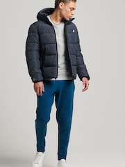 Superdry Blue Hooded Mens Sports Puffer Jacket - Image 4 of 5