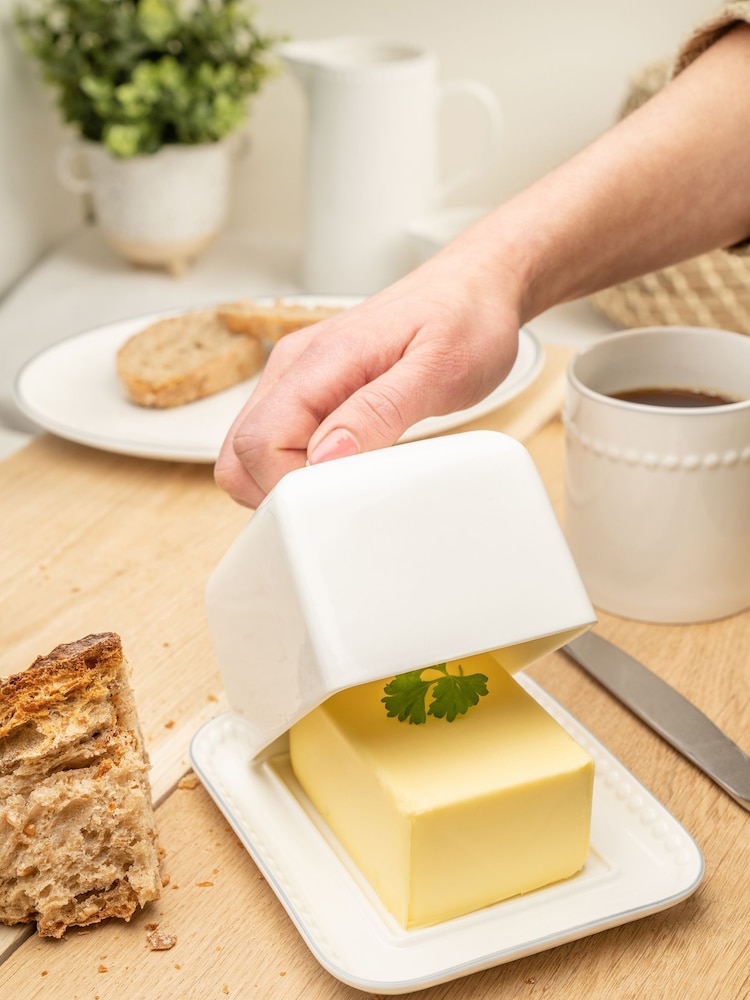 Mary Berry White Signature Butter Dish - Image 1 of 4