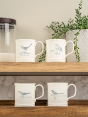 Mary Berry Set of 4 White Garden Birds Espresso Mugs - Image 1 of 3