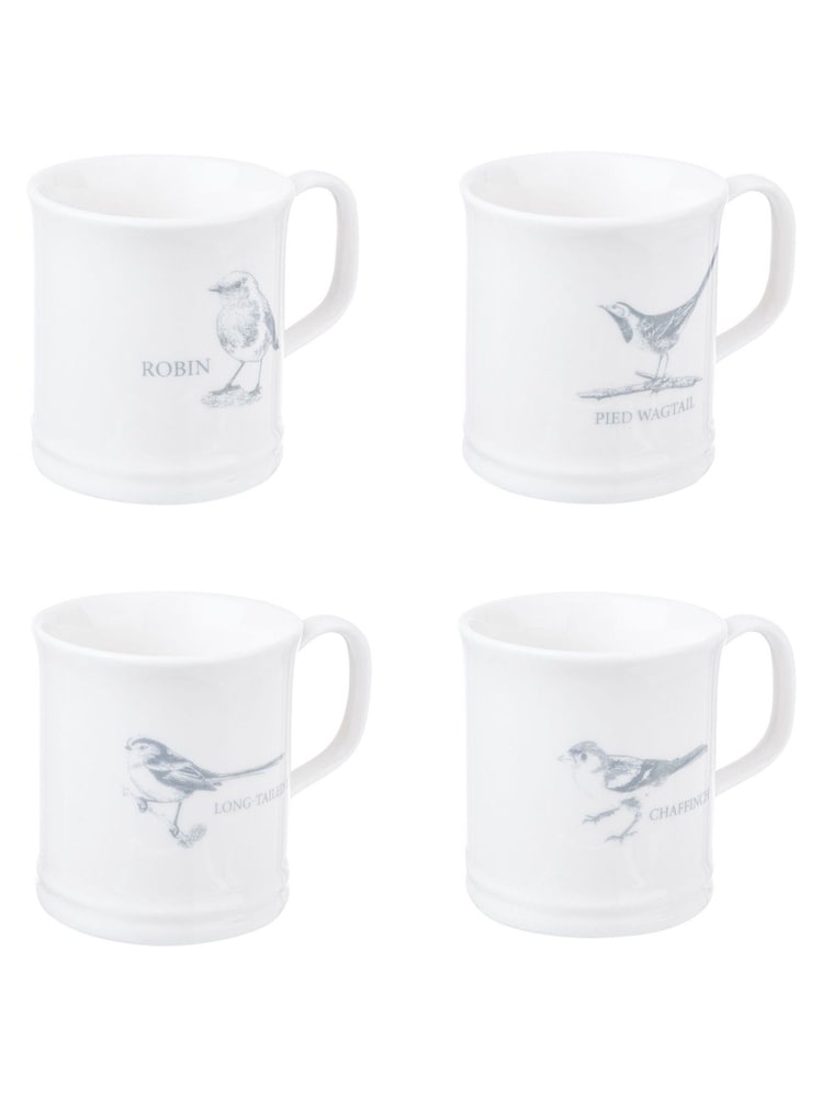 Mary Berry Set of 4 White Garden Birds Espresso Mugs - Image 2 of 3