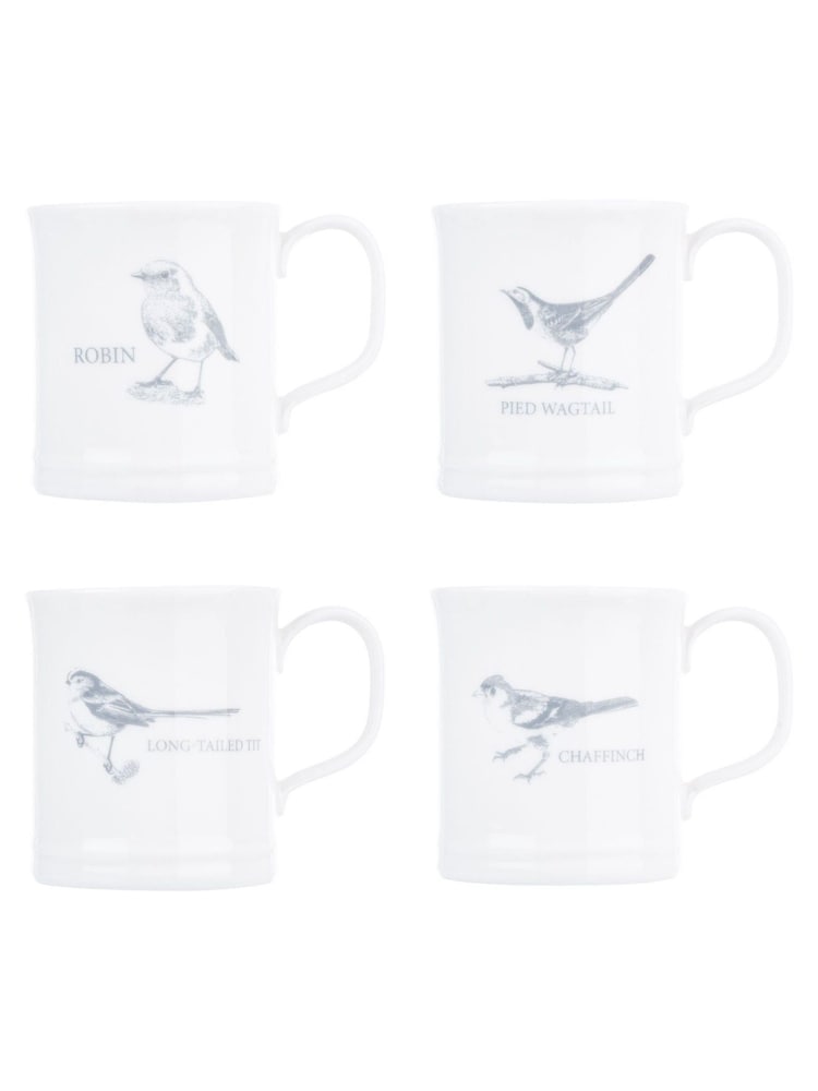 Mary Berry Set of 4 White Garden Birds Espresso Mugs - Image 3 of 3