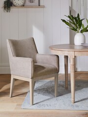 Tailored Linen Look Mocha Brown Norbury Collection Luxe Arm Dining Chair - Image 1 of 9