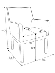 Tailored Linen Look Mocha Brown Norbury Collection Luxe Arm Dining Chair - Image 9 of 9