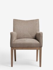 Tailored Linen Look Mocha Brown Norbury Collection Luxe Arm Dining Chair - Image 3 of 9