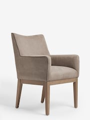 Tailored Linen Look Mocha Brown Norbury Collection Luxe Arm Dining Chair - Image 4 of 9