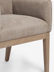 Tailored Linen Look Mocha Brown Norbury Collection Luxe Arm Dining Chair - Image 7 of 9