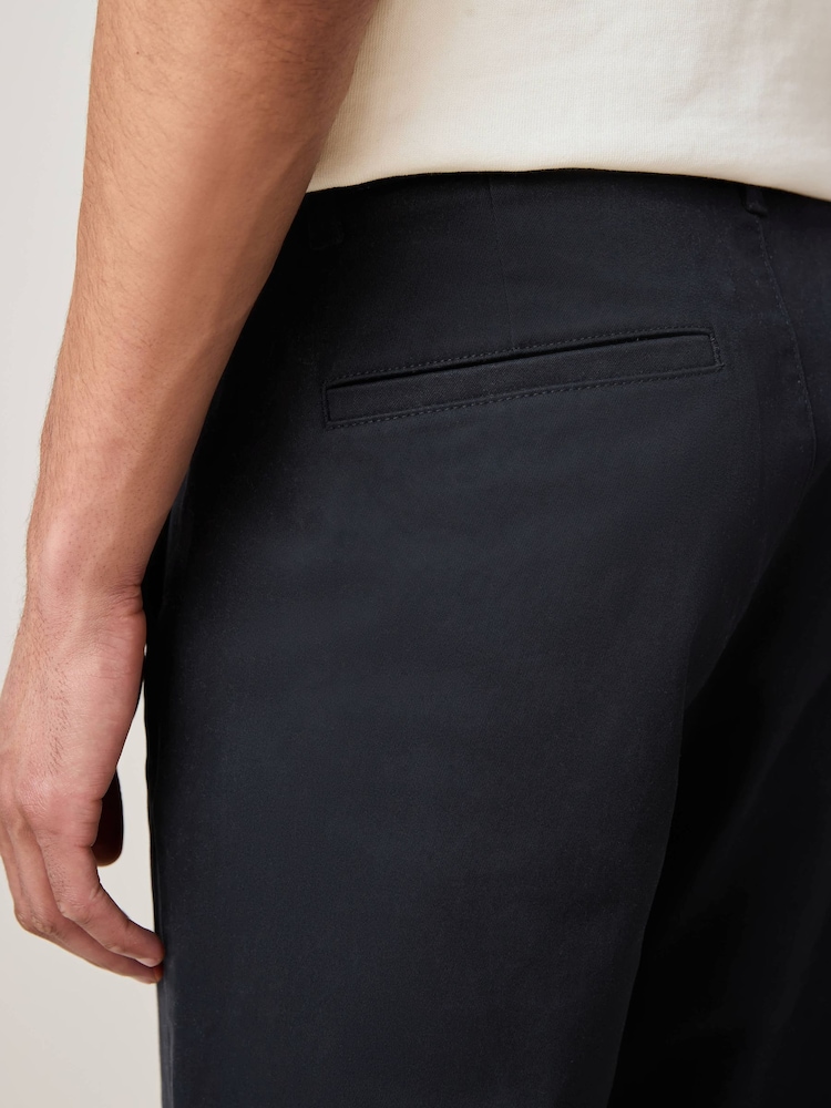 Navy Blue Regular Tapered Fit Stretch Chinos Trousers - Image 5 of 6