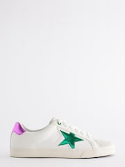 White/Purple Wide Fit Forever Comfort® Star Lace-Up Trainers - Image 2 of 4