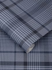 Graham & Brown Navy Blue Heritage Plaid 10M Wallpaper - Image 2 of 3
