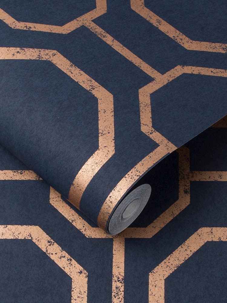 Graham & Brown Blue Sashiko Geo 10M Wallpaper - Image 2 of 3