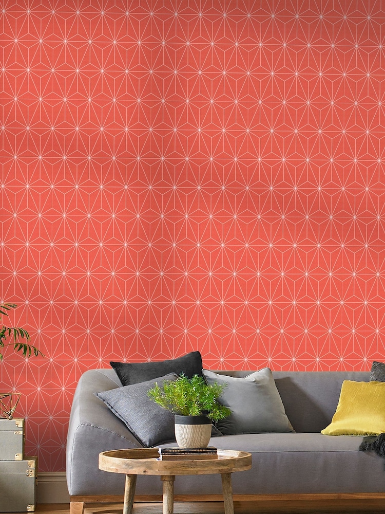 Graham & Brown Orange Prism Geo 10M Wallpaper - Image 1 of 3