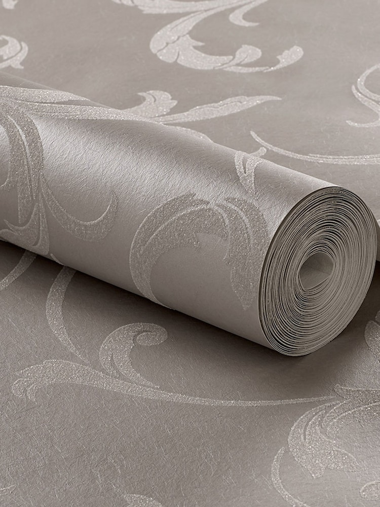 Graham & Brown Silver Baroque 10M Wallpaper - Image 2 of 3