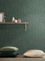 Graham & Brown Pine Green Grasscloth Texture 10M Wallpaper - Image 1 of 3