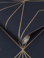 Graham & Brown Navy Blue Harmony Geo 10M Wallpaper - Image 2 of 3