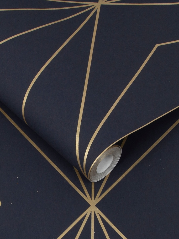 Graham & Brown Navy Blue Harmony Geo 10M Wallpaper - Image 2 of 3