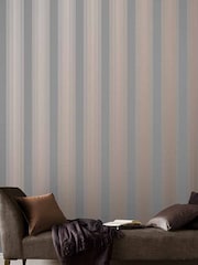 Graham & Brown Grey Lagom Stripe 10M Wallpaper - Image 1 of 3