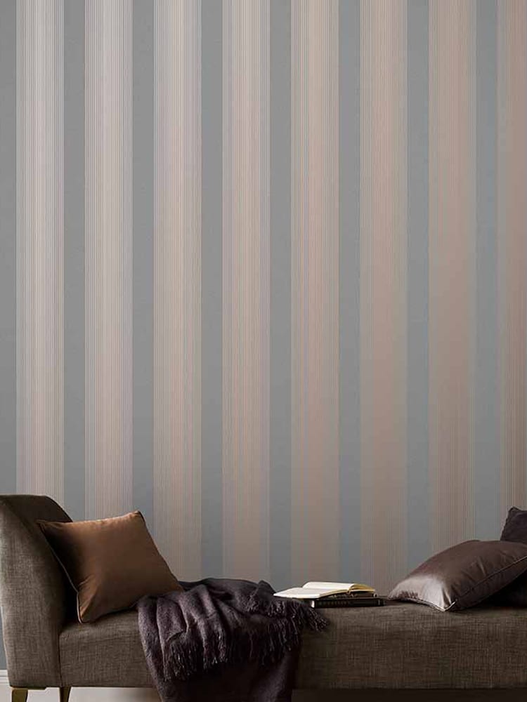Graham & Brown Grey Lagom Stripe 10M Wallpaper - Image 1 of 3