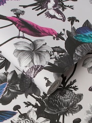 Graham & Brown Grey Jardin Floral 10M Wallpaper - Image 2 of 3
