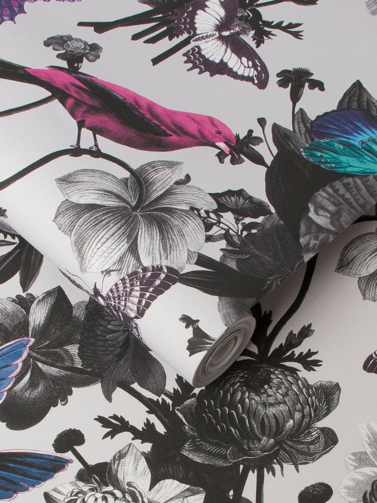 Graham & Brown Grey Jardin Floral 10M Wallpaper - Image 2 of 3 Graham & Brown Grey Jardin Floral 10M Wallpaper - Image 2 of 3