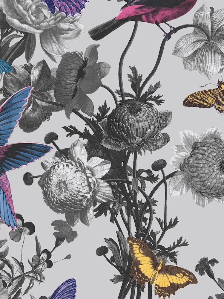 Graham & Brown Grey Jardin Floral 10M Wallpaper - Image 3 of 3