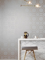 Graham & Brown White Sashiko Geo 10M Wallpaper - Image 1 of 3