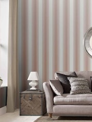 Graham & Brown White/Rose Gold Lagom Stripe Wallpaper Sample - Image 1 of 3