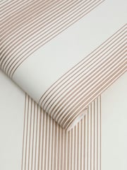 Graham & Brown White/Rose Gold Lagom Stripe Wallpaper Sample - Image 2 of 3