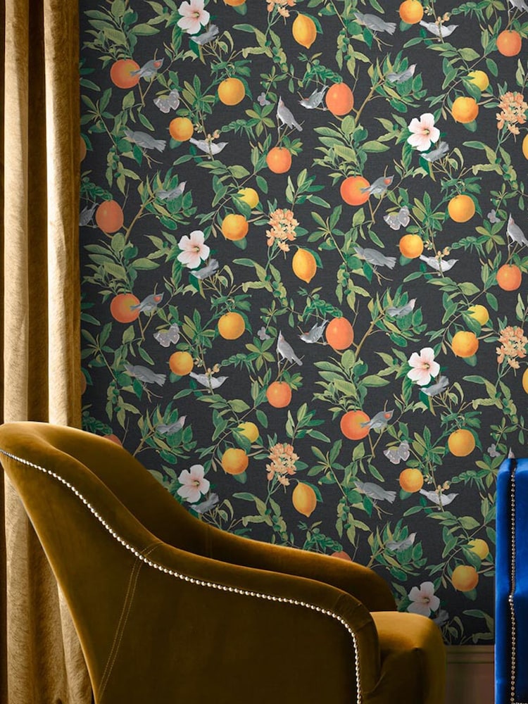 Graham & Brown Black Amalfi Wallpaper Sample - Image 1 of 3
