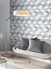 Graham & Brown Denim Blue Retro Wallpaper Sample - Image 1 of 3