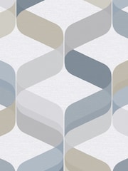 Graham & Brown Denim Blue Retro Wallpaper Sample - Image 3 of 3