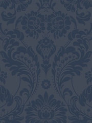 Graham & Brown Cobalt Blue Gothic Damask Wallpaper Sample - Image 3 of 3