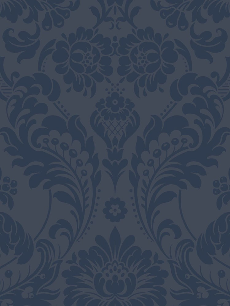 Graham & Brown Cobalt Blue Gothic Damask Wallpaper Sample - Image 3 of 3